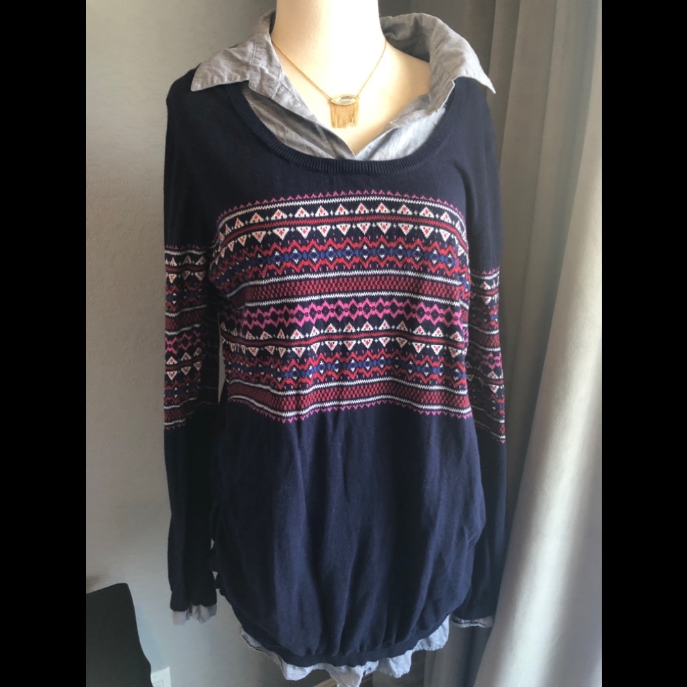 Long Sleeve Collard sweater top L / XL